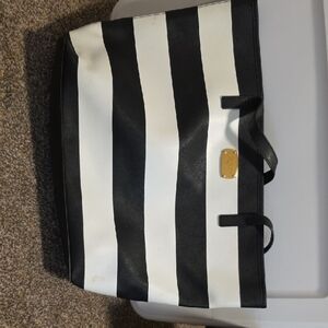 Michael Kors Black and White Striped Shoulder Bag